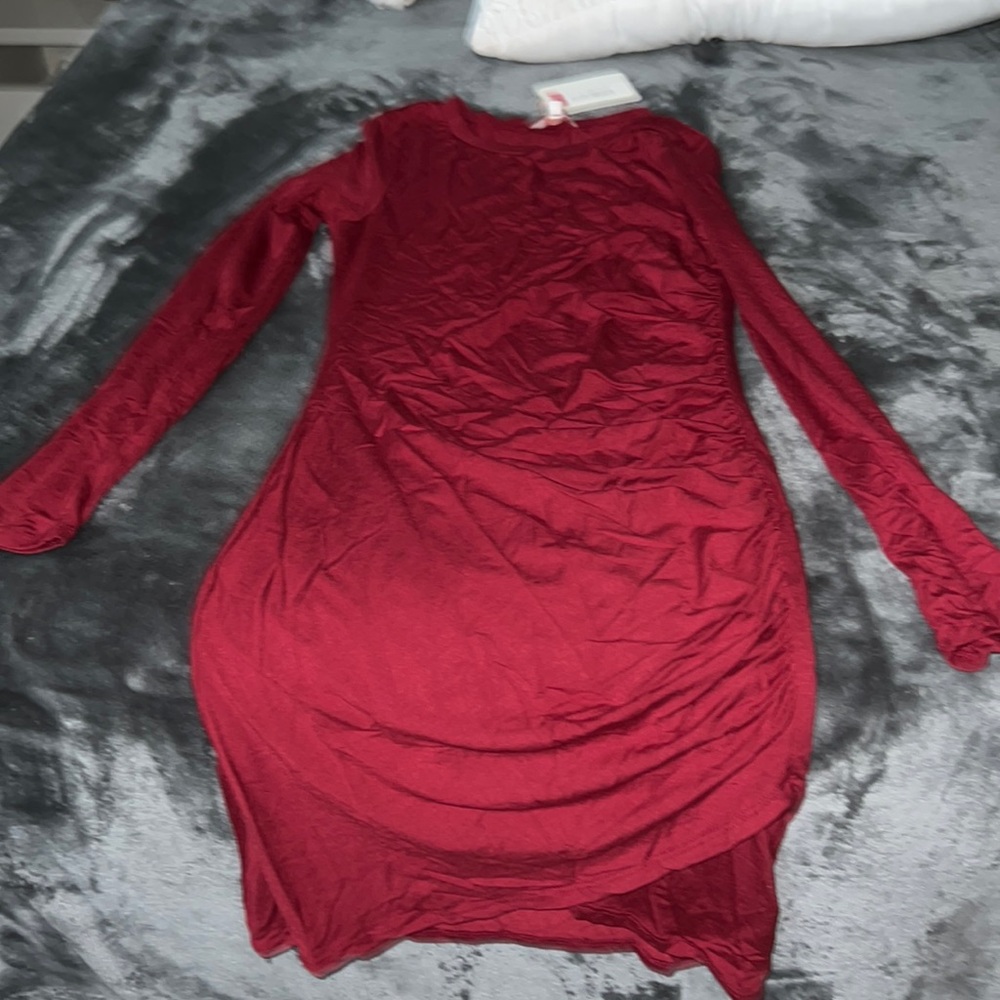 wine red dress